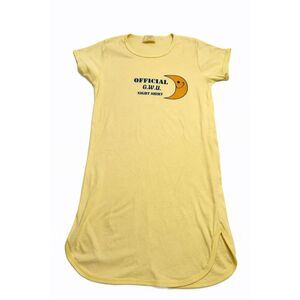Velva Sheen Yellow Vintage Grail OFFICIAL G.W.U. NIGHT SHIRT T-Shirt Size Large